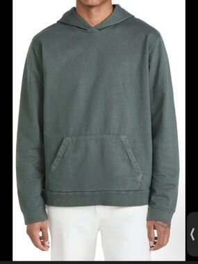 ONIA French terry Crewneck Hoodie sweatshirt in pine green, men sz large